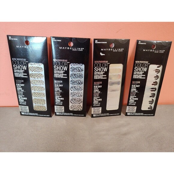 Maybelline Color Show Nail Stickers 4 Pack Gold Silver - Picture 1 of 2